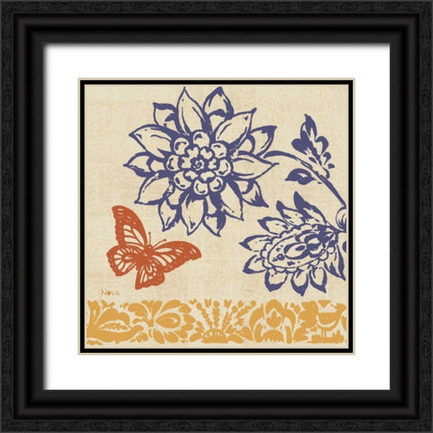 Blue Indigo Butterfly I Black Ornate Wood Framed Art Print with Double Matting by Studio Nova