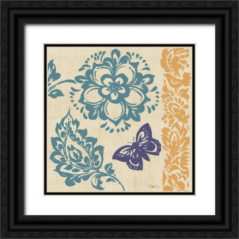 Blue Indigo Butterfly II Black Ornate Wood Framed Art Print with Double Matting by Studio Nova