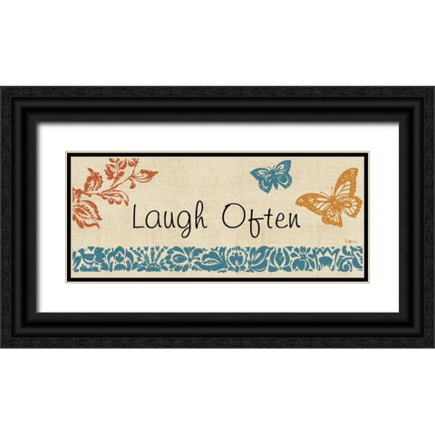 Blue Indigo Sentiment Panel I Black Ornate Wood Framed Art Print with Double Matting by Studio Nova