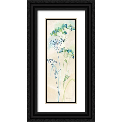 Indigo Wildflowers Panel II Black Ornate Wood Framed Art Print with Double Matting by Coulter, Cynthia