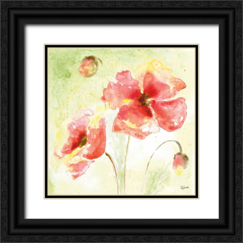 Pale Pink Poppies I Black Ornate Wood Framed Art Print with Double Matting by Tre Sorelle Studios