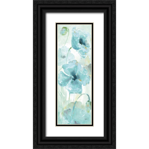 Watercolor Garden Blue Panel I Black Ornate Wood Framed Art Print with Double Matting by Tre Sorelle Studios