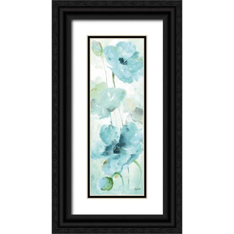 Watercolor Garden Blue Panel II Black Ornate Wood Framed Art Print with Double Matting by Tre Sorelle Studios