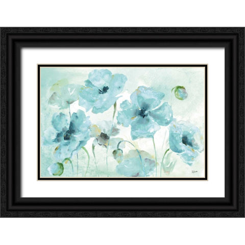 Watercolor Garden Blue Landscape Black Ornate Wood Framed Art Print with Double Matting by Tre Sorelle Studios