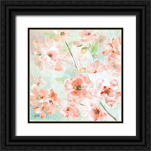 Watercolor Blossoms II Black Ornate Wood Framed Art Print with Double Matting by Tre Sorelle Studios