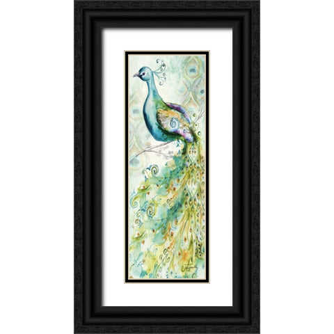 Bohemian Peacocks Panel II Black Ornate Wood Framed Art Print with Double Matting by Tre Sorelle Studios