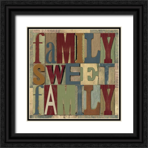 Family Printer Block Sentiments I Black Ornate Wood Framed Art Print with Double Matting by Reed, Tara