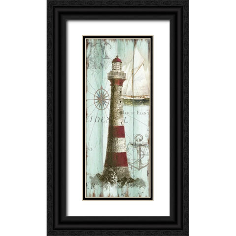 Antique La Mer Lighthouse Panel I Black Ornate Wood Framed Art Print with Double Matting by Tre Sorelle Studios