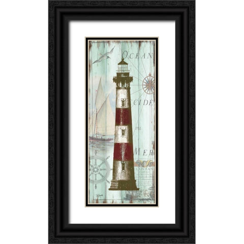 Antique La Mer Lighthouse Panel II Black Ornate Wood Framed Art Print with Double Matting by Tre Sorelle Studios