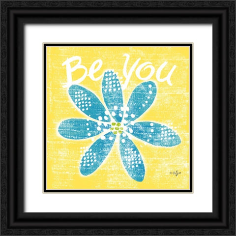 Be Happy I Black Ornate Wood Framed Art Print with Double Matting by Lyon, Rebecca