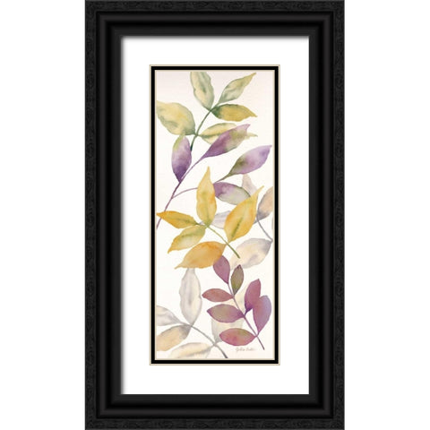 Watercolor Leaves Panel II Black Ornate Wood Framed Art Print with Double Matting by Coulter, Cynthia