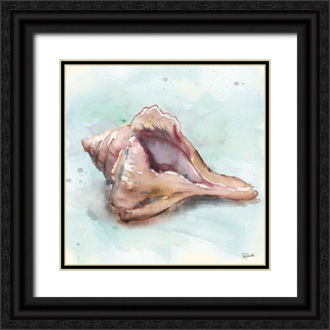 Watercolor Shells III Black Ornate Wood Framed Art Print with Double Matting by Tre Sorelle Studios