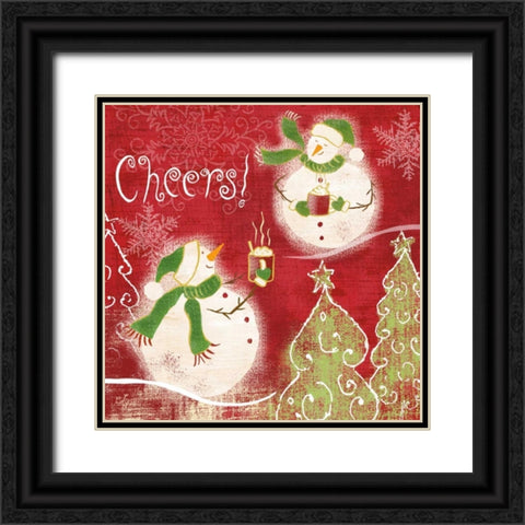 Bright Snowmen I Black Ornate Wood Framed Art Print with Double Matting by Lyon, Rebecca