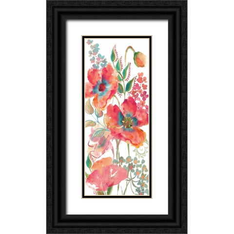 Bohemian Poppies Pink/Teal I Black Ornate Wood Framed Art Print with Double Matting by Tre Sorelle Studios