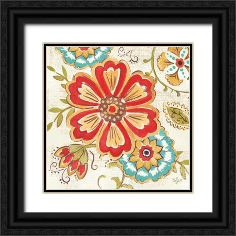 Boho Florals I Black Ornate Wood Framed Art Print with Double Matting by Lyon, Rebecca