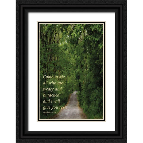 Through the Trees I Black Ornate Wood Framed Art Print with Double Matting by Romita, Denise