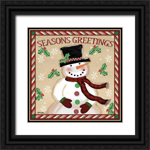 Seasons Greetings Snowmen I Black Ornate Wood Framed Art Print with Double Matting by Killeen, Jen