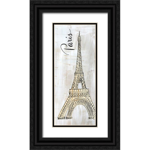 Around the World Panel I Black Ornate Wood Framed Art Print with Double Matting by Dundon, Caitlin