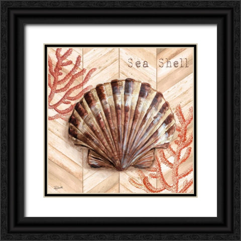 Chevron Shells Coral IV Black Ornate Wood Framed Art Print with Double Matting by Tre Sorelle Studios