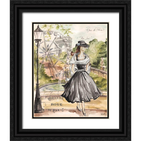 Springtime Paris Fashion II Black Ornate Wood Framed Art Print with Double Matting by Tre Sorelle Studios