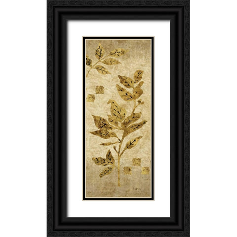 Gold Leaf Branches Panel I Black Ornate Wood Framed Art Print with Double Matting by Nova, Studio
