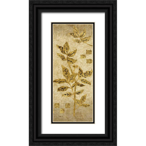 Gold Leaf Branches Panel II Black Ornate Wood Framed Art Print with Double Matting by Nova, Studio
