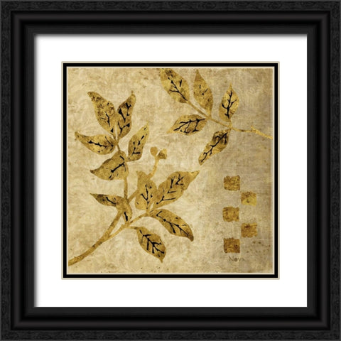 Gold Leaf Branches I Black Ornate Wood Framed Art Print with Double Matting by Nova, Studio