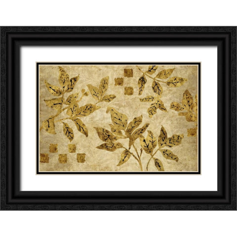 Gold Leaf Branches Landscape Black Ornate Wood Framed Art Print with Double Matting by Nova, Studio