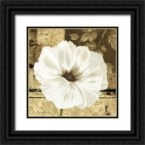 Poppies in Grey II Black Ornate Wood Framed Art Print with Double Matting by Gladding, Pamela