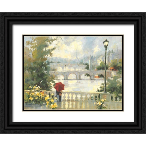 Paris Mist Black Ornate Wood Framed Art Print with Double Matting by Simandle, Marilyn