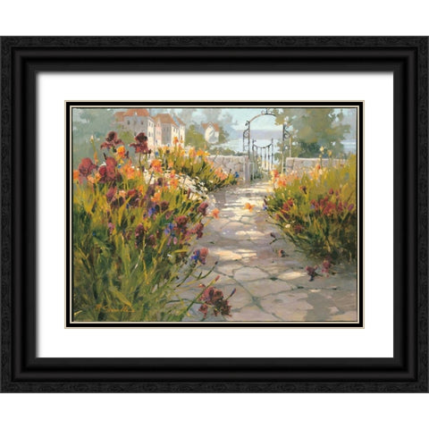 Italian Village Black Ornate Wood Framed Art Print with Double Matting by Simandle, Marilyn
