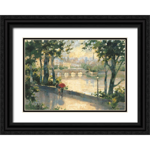 Paris Evening Black Ornate Wood Framed Art Print with Double Matting by Simandle, Marilyn