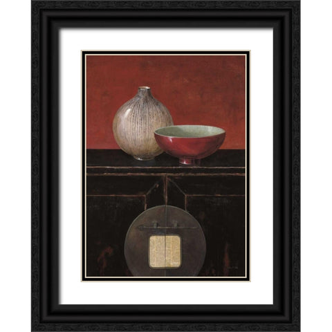 Asian Armoire - Noir Black Ornate Wood Framed Art Print with Double Matting by Fisk, Arnie