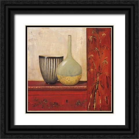 Crimson Bamboo Black Ornate Wood Framed Art Print with Double Matting by Fisk, Arnie