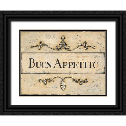 Buon Appetito Plaque Black Ornate Wood Framed Art Print with Double Matting by Fisk, Arnie