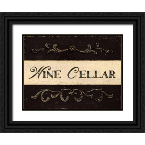 Wine Cellar Plaque Black Ornate Wood Framed Art Print with Double Matting by Fisk, Arnie