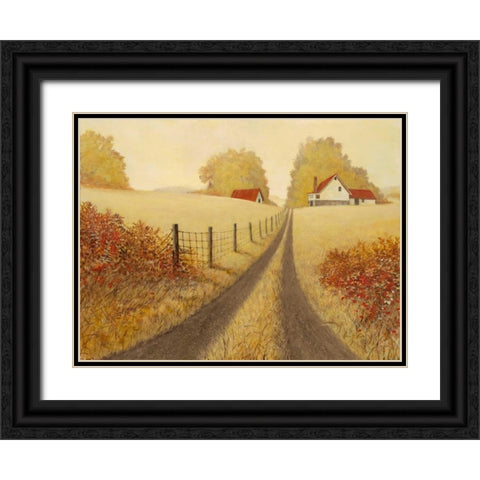 Golden Pathway Black Ornate Wood Framed Art Print with Double Matting by Fisk, Arnie