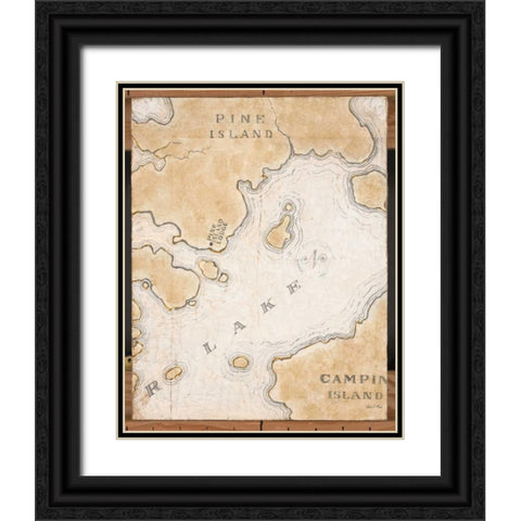 Rustic Map Black Ornate Wood Framed Art Print with Double Matting by Fisk, Arnie