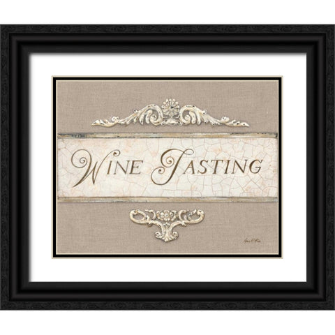 Linen Wine Tasting  Black Ornate Wood Framed Art Print with Double Matting by Fisk, Arnie