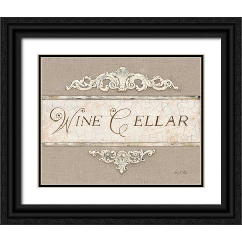 Linen Wine Cellar Black Ornate Wood Framed Art Print with Double Matting by Fisk, Arnie