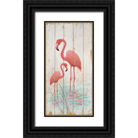 Flamingo Duo Black Ornate Wood Framed Art Print with Double Matting by Fisk, Arnie