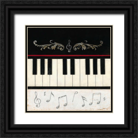 Piano Play Black Ornate Wood Framed Art Print with Double Matting by Fisk, Arnie