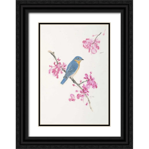Bird in Blue Black Ornate Wood Framed Art Print with Double Matting by FISK, Arnie