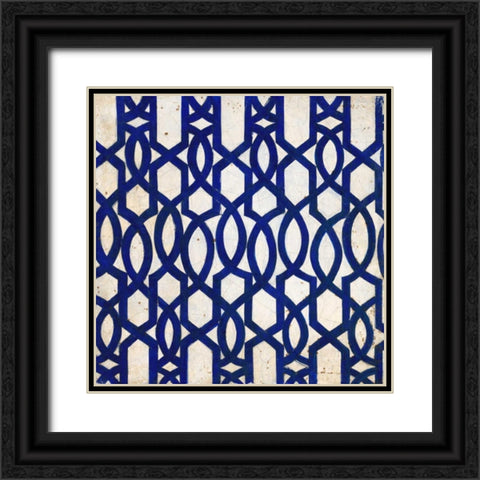 Lapis Lattice Tile Black Ornate Wood Framed Art Print with Double Matting by Fisk, Arnie