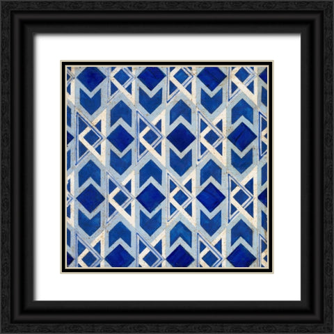 Lapis Geometric Tile Black Ornate Wood Framed Art Print with Double Matting by Fisk, Arnie