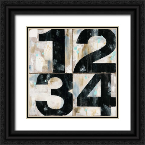 Industrial Chic Numbers Black Ornate Wood Framed Art Print with Double Matting by Fisk, Arnie