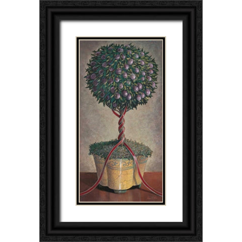 Holiday Plum Topiary Black Ornate Wood Framed Art Print with Double Matting by Fisk, Arnie