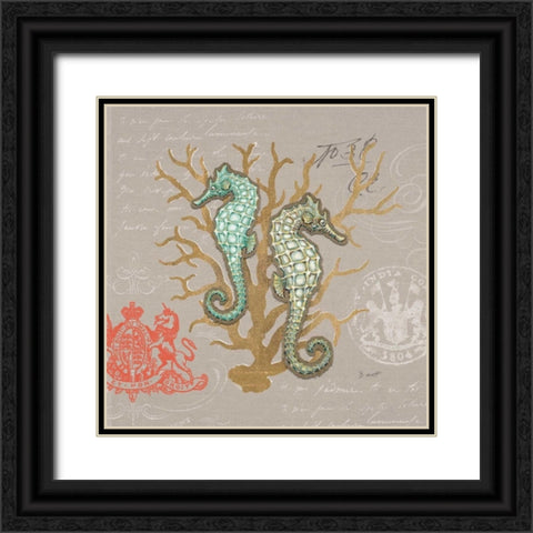 Linen Seaside 1 Black Ornate Wood Framed Art Print with Double Matting by Barrett, Chad