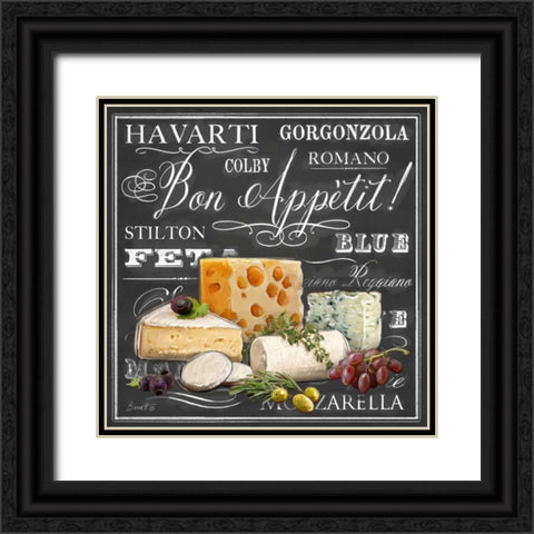 Gourmet Cheese Collection Black Ornate Wood Framed Art Print with Double Matting by Barrett, Chad