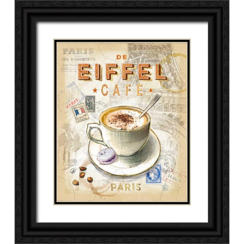 Eiffel Tower Cafe Black Ornate Wood Framed Art Print with Double Matting by Barrett, Chad